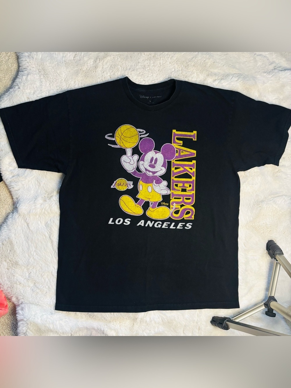 Authentic DISNEY NBA Junk Food Los Angeles Lakers Mickey Shirt Black Size: Large